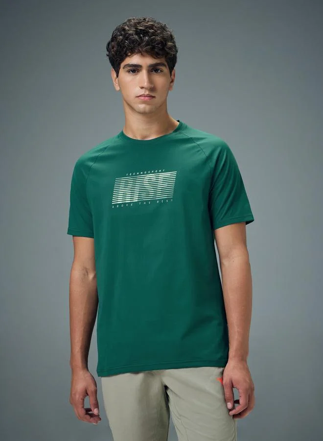 Technosport Technosport Men Typography Print Slim Fit T-Shirt